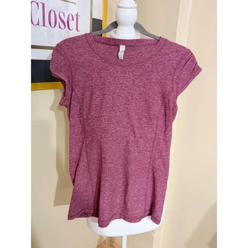 Lululemon Swiftly Tech Short Sleeve Crew Heathered Pink Berry Running Shirt Sz 6